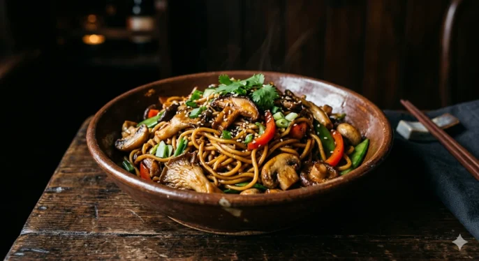 Stir Fried Noodles Mushroom