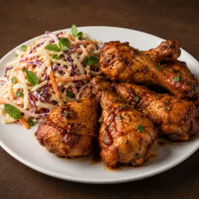 Chicken Drumsticks With Coleslaw