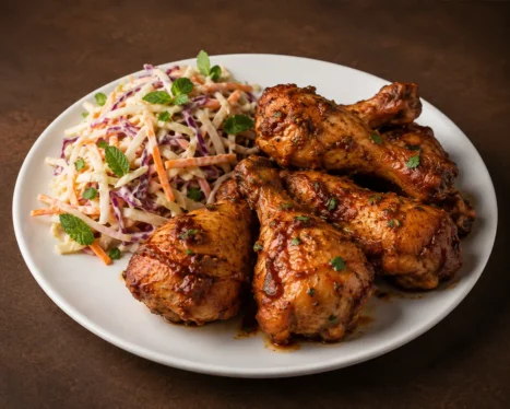 Chicken Drumsticks With Coleslaw