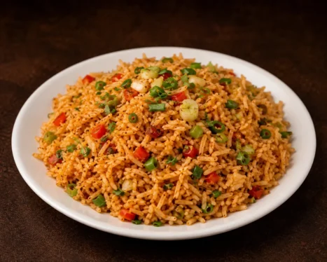 Chilly Garlic Fried Rice ( Veg )