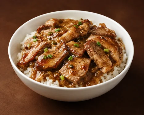 Slice Pork Gravy Rice Bowl