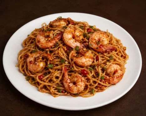 Chilly Garlic Noodles (Prawns)