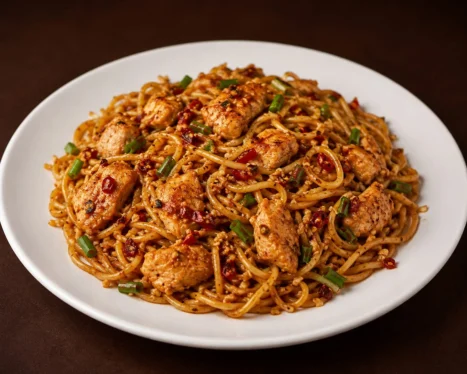 Chilly Garlic Noodles (Chicken)