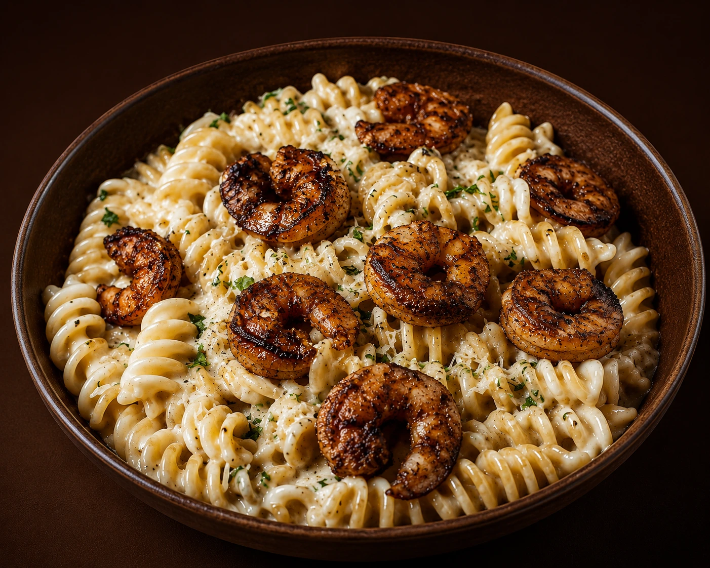 Fusilli Pasta White Sauce Shrimp