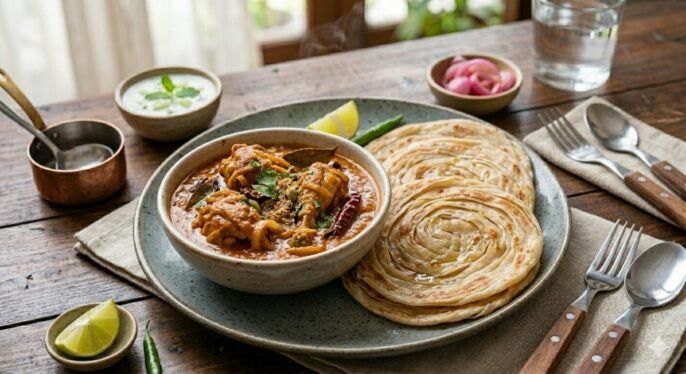 Lacha Paratha+Chicken Kosa (combo)