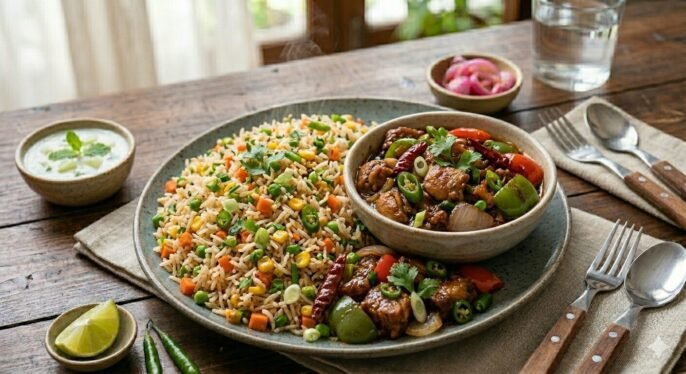 Veg Fried Rice+Chilli Chicken (combo)