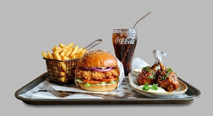 French fries + chicken burger + 2pcs chicken lollipop +coke (Combo Offer)