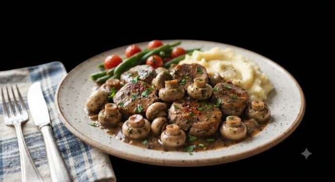 Pork with Button Mushroom