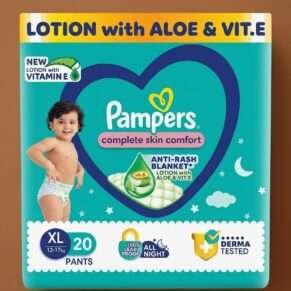 Pampers XL 20 Pants (Anti-Rash Blanket Lotion With Aloe and VIT. E)